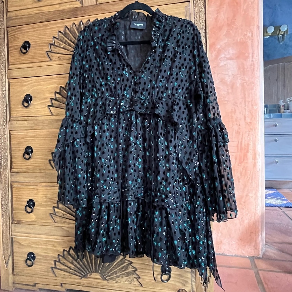 The Kooples Paris - tired black sheer shift dress! Comes with OG slip